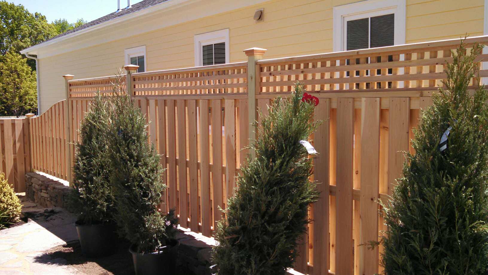 custom wood fence orange county ny 6″ Board on Board with Square Lattice