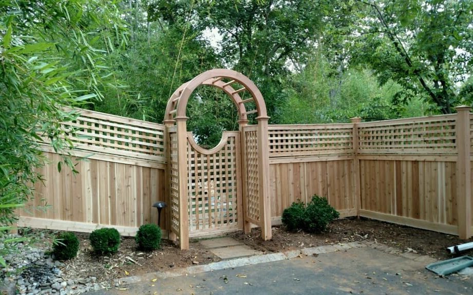 custom wood fence orange county ny Tongue and Groove with 2′ Custom Lattice Gate and Arbor