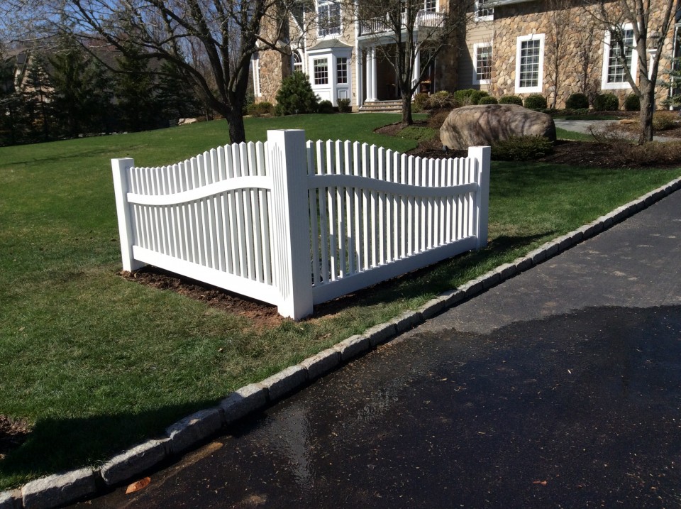 Custom Picket Sweep Section With Fluted Post Wood Fence