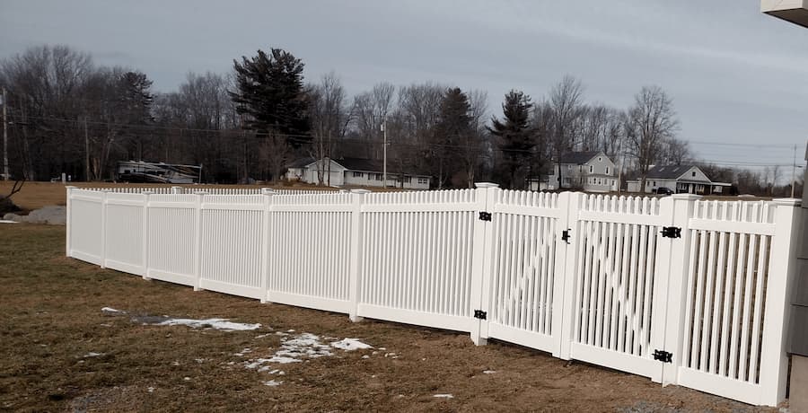 Landmark Classic Vinyl Picket Fence in Monticello NY with Double Gate