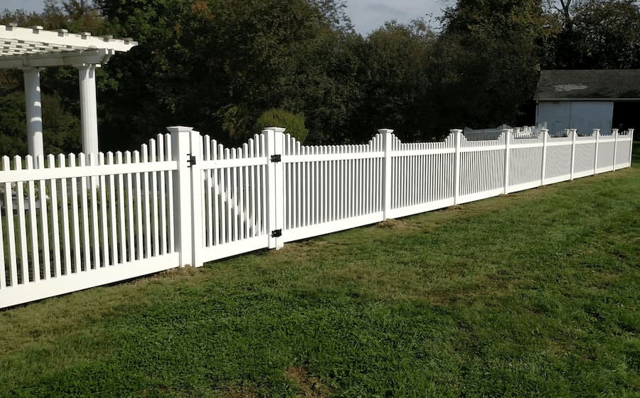 Landmark Stepped Classic Vinyl Picket Fence in Goshen NY