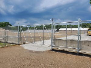 commercial chain link fence in sussex county nj with swing gate and cantilever gates