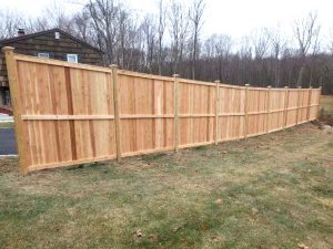 8 foot tall tongue and groove cedar fence in Slate Hill