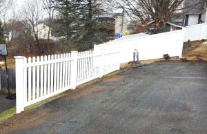 Landmark contemporary wide space vinyl privacy fence picket fence in Warwick - 2